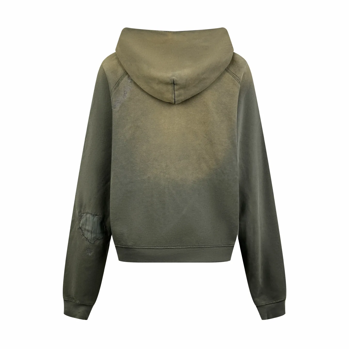Women's Acn Studios spray-painted distressed logo hooded jacket, custom made of dusk-dyed acid-washed cloud-like fleece cotton, has a smooth drape and is soft and skin-friendly. Wearing a moss gray-green base, water-washed, acid-washed and smudged soft cloth, the matte gray-green creates a relaxed Retro street style. The iconic Acne Studios logo is embellished on the chest, simple yet recognizable. The body is decorated with simulated repair embroidery details in many places to restore the worn texture of old items, giving it a retro texture that has accumulated over time. The zippered hooded silhouette with loose dropped shoulders releases a sense of unrestricted relaxation and unlocks the relaxed retro style. Let Retro narrative blend with modern relaxation, and interpret the non-noisy Retro women's clothing style in subtle ways. 1. Imported machine embroidery uses advanced computer control systems and precision mechanical components to achieve detailed pudding work, with smooth and delicate lines and a full sense of sophistication. 2. Glue printing: Use glue liquid paint to print patterns on the fabric, and bake the fabric to fix the printed pattern. 3. Gradient distressed spray paint. By spraying dyes of different colors on the surface of the fabric, the clothes can show rich color changes under different lights and increase the visual layering. 4. Positioning and wear-and-tear. Many places on the garment body are regularly positioned and worn manually. Manual brush marks are added to the surface of the clothing to add texture and depth to imitate the texture of natural wear and tear. 5. Enzyme washing treatment: The fabrics have been fermented and washed, so they have a better hand feel and texture, are not easy to deform, shrink or fade, and maintain long-term beauty. Accessories: Customized 1:1 Acne zipper Customized 1:1 Acne trademark Version: Loose version Size: S M L Style number: 88FF